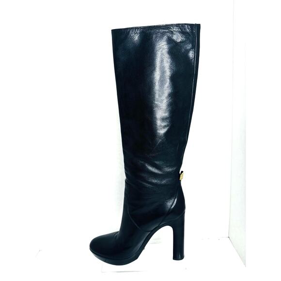 Gucci Black Leather Tall High Heel Platform knee high Boots Designer sz EU 39.5 - Picture 10 of 12